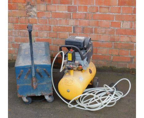 A Wolf R jet machine with accessories, a wheeled tool chest and contents of tools, to include brushes, dials, etc. 