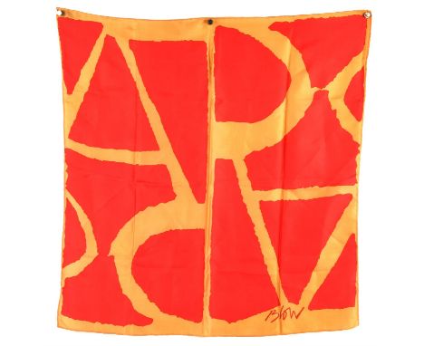 SANDRA BLOW - ROYAL ACADEMY OF ARTS silk scarf in red and gold (70cm x 70cm)Condition Report:  Very good condition