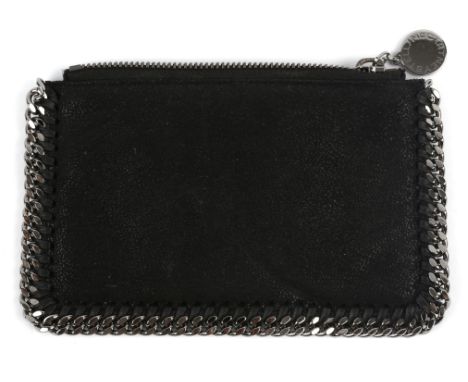 STELLA McCARTNEY Falabella black vegan suede zipped purse with silver coloured hardware (H12cm x W18cm x D.5cm)Condition Repo