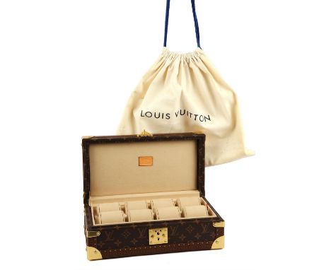 LOUIS VUITTON A rare monogrammed canvas and leather eight compartment Coffret Trunk. A unisex watch-storage box with dust bag