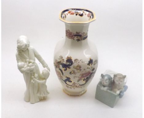 Nao model of two kittens in a box, modern Royal Worcester group  New Arrival , and a further modern Masons Ironstone  Mandala