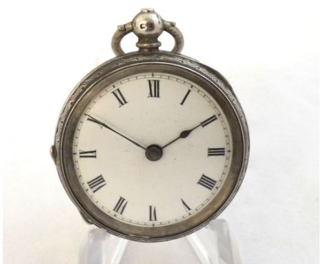 Last quarter of the 19th Century Silver cased open face fob watch, 1125602, the frosted movement with mono metallic balance t