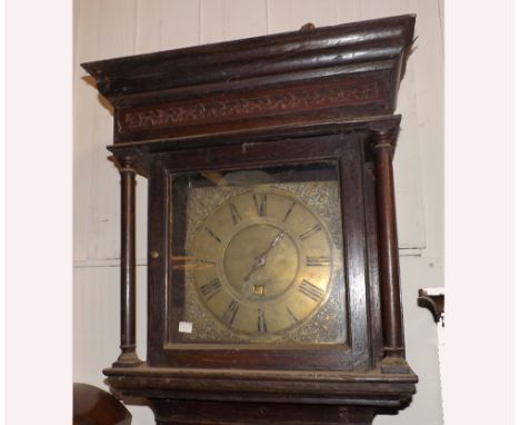 Early 19th Century Oak and Mahogany cross-banded Longcase Clock clock case, the ogee moulded cornice to a replacement frieze 