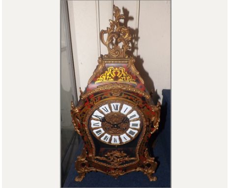 Late 20th Century Bulle type Bracket Clock, of typical waisted form with applied cast metal mounts to a mock Tortoiseshell bo