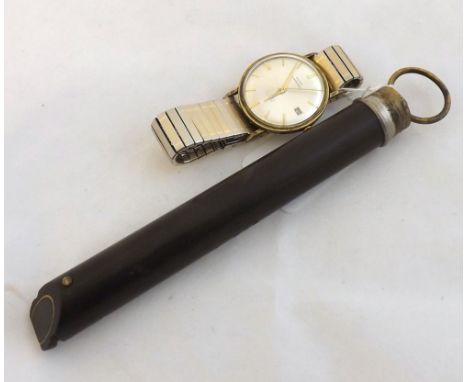 Mixed lot comprising a Gold plated centre seconds calendar wrist watch, Swiss Emperor, the 21 jewel movement (unseen) to a Si