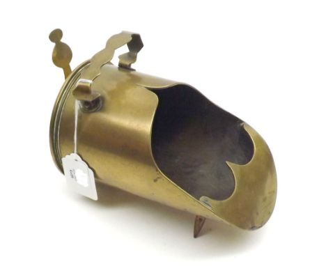 A Vintage Trench Art Sugar Basin, formed from a shell case, modelled as coal scuttle with shovel