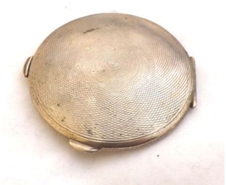 A 20th Century Powder compact with mirrored interior, simply stamped  Silver , no other marks apparent, 3  diameter 