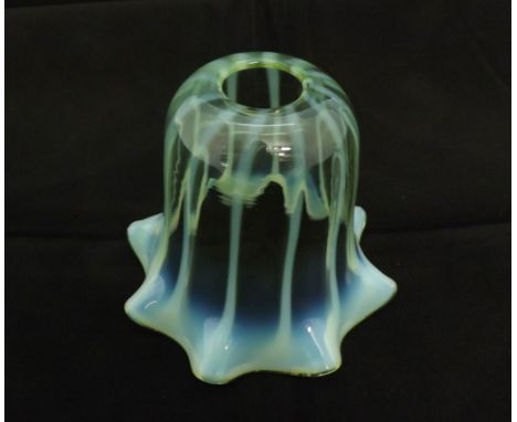 Vintage Vaseline glass lightshade of frilled form, 5  high 