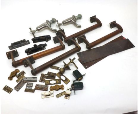 Mixed lot comprising vintage Copper Door Handles, Finger Plates, vintage Chromium Taps and other items 