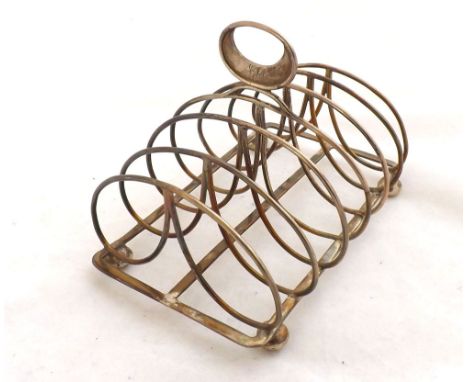 George III Silver six slice Toast Rack of domed form, hallmarked London 1800, makers mark HS, weight 6ozs
Condition Report:
P