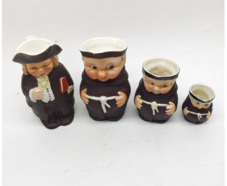 Mixed lot of four Goebel Toby Jugs, three modelled as monks, the other as a portly gent holding a book, largest 5 >  high (4)