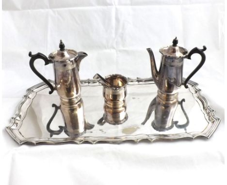 Mixed lot comprising small Walker & Hall Silver plated Coffee Pot, Hot Water Jug and Sugar Basin, and related Silver plated T