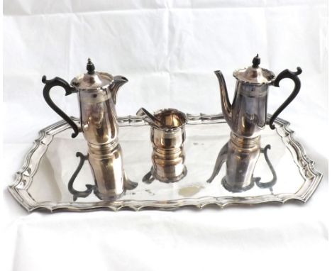 Mixed lot comprising small Walker & Hall Silver plated Coffee Pot, Hot Water Jug and Sugar Basin, and related Silver plated T