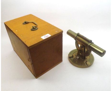 Mid-20th Century Brass Clinometer, Philip Harris Ltd   Birmingham, circular base, set with a 3600 scale and bubble level to a