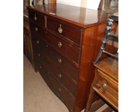 A 19th Century Mahogany Chest with moulded edge over two short and four full width graduated drawers on bracket feet, 44  wid