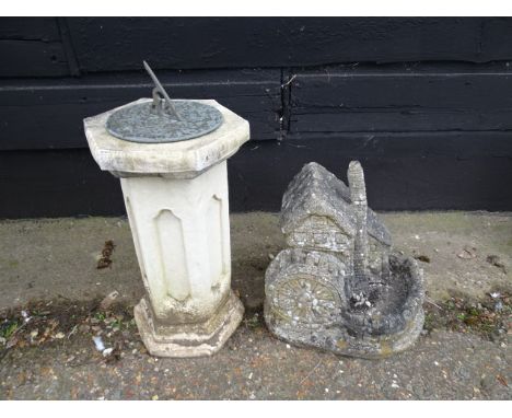 Sundial and concrete windmill garden ornament. Sundial H60cm approx&nbsp;