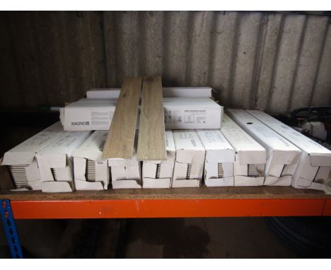 Porcelain floor tiles in wood effect 13 boxes with 2 loose, should cover approx 15m2 tile sizes in pictures