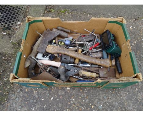 Tray of tools to include axe and hand plane etc&nbsp;