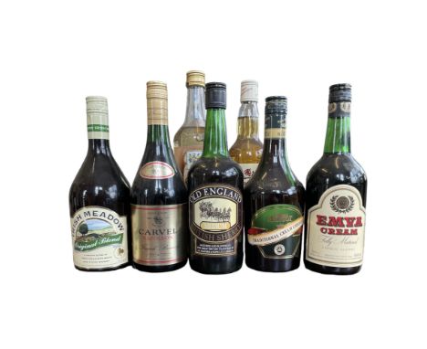 Mixed lot of Spirits to include: Mc Griger Scotch Whisky 40%vol 1L High Commissioner 40%vol 70cl Irish Meadow 14.5%vol 70cl Q