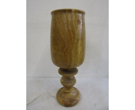 An alabaster/onyx hurricane style lamp 50cmH