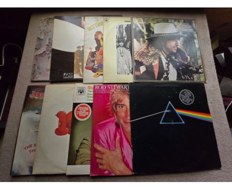 Collection of 10 Rock LP's to inc  Led Zepellin pink floyd Bloodwyn Pig Bob Dylan Joe Walsh  etc led zep II is plum atlantic 