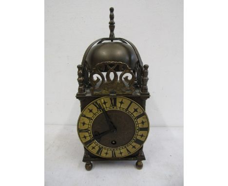 A brass Smiths 7 jewels lantern clock 26cmH not ticking