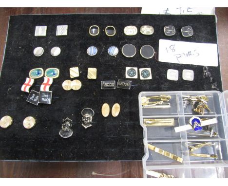 18 pairs cufflinks and 15 tie pins