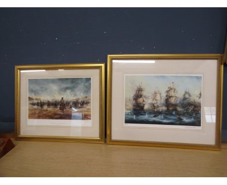 David Cartwright ltd edition prints signed in margin Battle of Trafalgar and The Chand of the Light Brigade largest 60x50cm