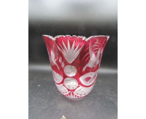 Bohemia ruby red vase 20cmH