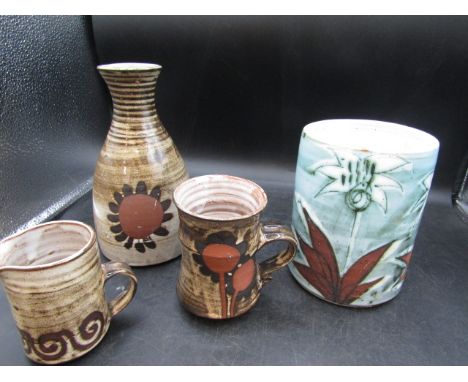 Briglin Pottery 2 vases, mug and milk jug