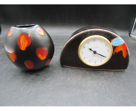 Poole pottery clock and vase 10cmH
