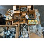 (F) (New) Pallet of Misc. Electrical Hardware, Boxes, Clamps, Connectors, Fittings, & More