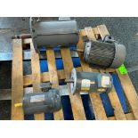 (F) Pallet of Motors; Dayton 1HP, Baldor 3HP, US 3HP, IC 15HP (4-Motors on pallet)