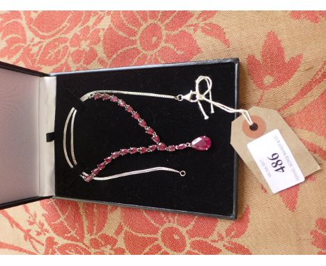 Ruby necklace with 0.925 Sterling silver chain, 18"