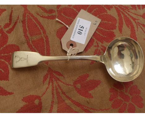 Large George III silver fiddle patterned ladle (London 1790)