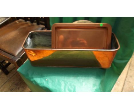 Copper plant trough, copper tray and wall plaque