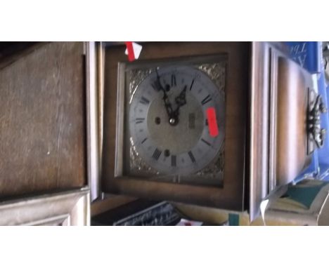 Mahogany caddy topped mantel clock, quarter striking movement, floating balance escapement, brass and steel dial, roman numer