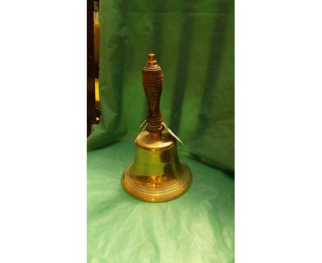Brass bell and a copper and brass hunting horn