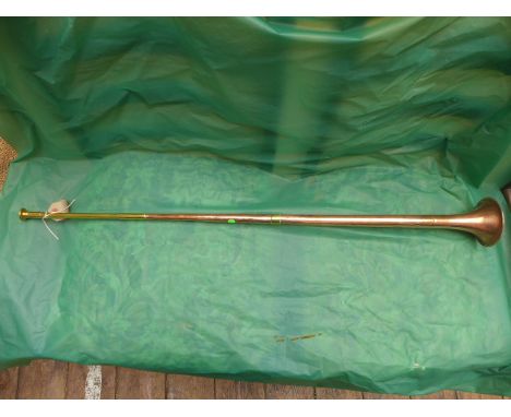 Long handled brass and copper hunting horn