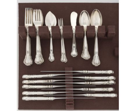 DESCRIPTION: Fifty-one pieces of Gorham Silver sterling flatware in the Chantilly pattern. Marked "Pat. 95 Sterling" with Gor