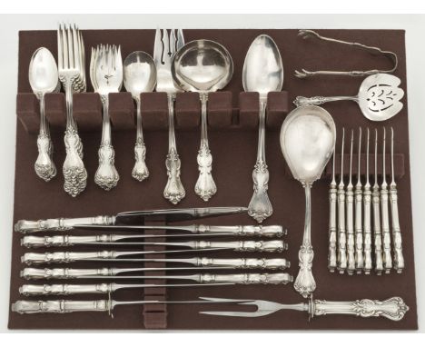 DESCRIPTION: Forty-nine pieces of Reed &amp; Barton sterling flatware in the Marlborough pattern. Marked "Pat. Jan. 2 1906 St