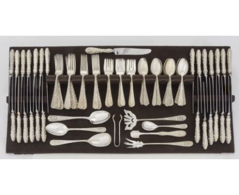 DESCRIPTION: One hundred and sixteen pieces of Kirk Stieff sterling flatware in the Stieff Rose pattern. Marked "Sterling Sti