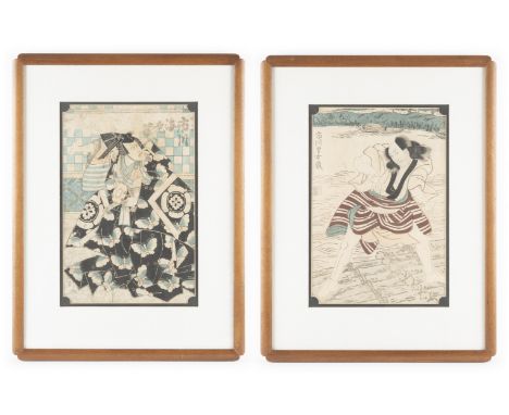 DESCRIPTION: Pair of Japanese woodblock prints. Includes: 1) Utagawa Kunisada (Japanese, 1786-1865). Actor Ichikawa Ebizô. Ma