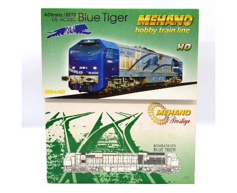 Mehano Hobby Train Line HO gauge model railway locomotives, two sets including ref T166 DE-AC33C 'Blue Tiger'; T280 B12 'Bomb