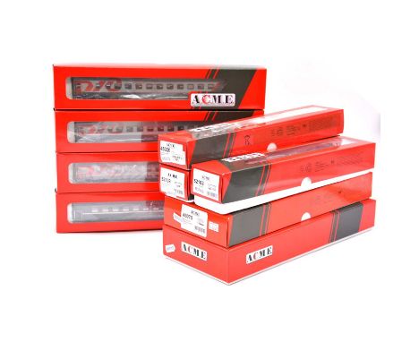 ACME HO gauge model railway passenger coaches, eight including ref 55137 2-car set FS; 45026 FS; 52103 RZD, and others; along