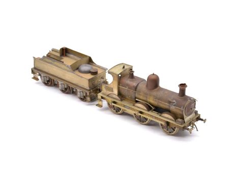 A scratch-built Fine Scale O gauge locomotive and tender, GWR Dean Goods 0-6-0, double framed type, unpainted and unfinished,