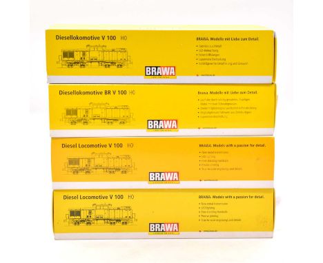 Brawa HO gauge model railway locomotives, four including ref 41275 BR 199; ref 41018 V100; ref 41036 BR 199; ref 41232 BR 199