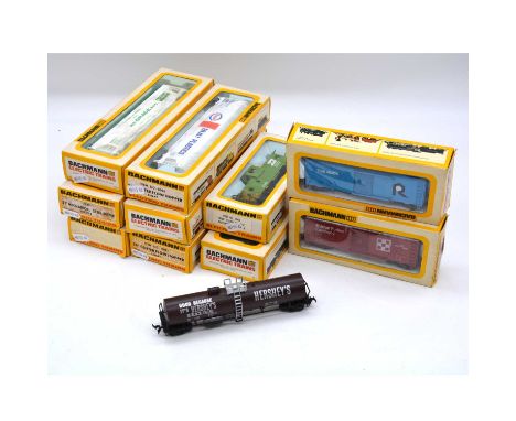 Bachmann HO gauge model railway rolling-stock, eleven including ref 1123 'Swifts' container wagon (x2); ref 1001 'Enjay' cent