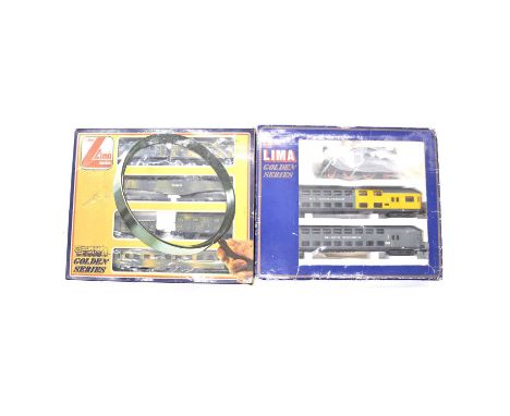 Lima HO gauge model railway sets, two including ref 149802 with BR 60 locomotive and two passenger coaches; ref 109704 milita