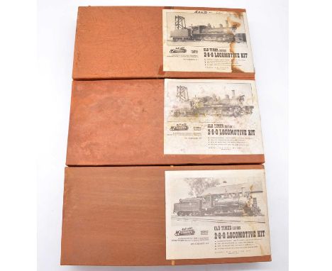 Roundhouse HOn3 gauge model locomotive kits, three Old Timer series 2-8-0, one is a made up model and two appear unstarted, (